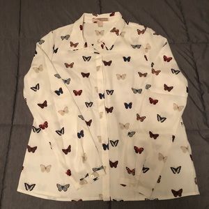 Butterfly Button-Down Blouse